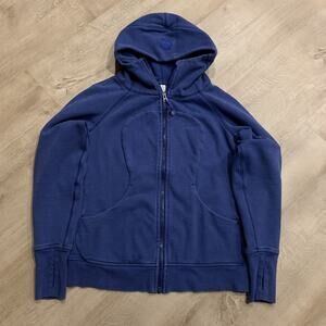 LULULEMON Blue Scuba Light Cotton Fleece Hoodie Zip Up Sweater Women's Size 10